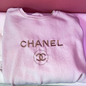 CHANEL BEIGE EMBROIDERED SWEATER SIZE LARGE